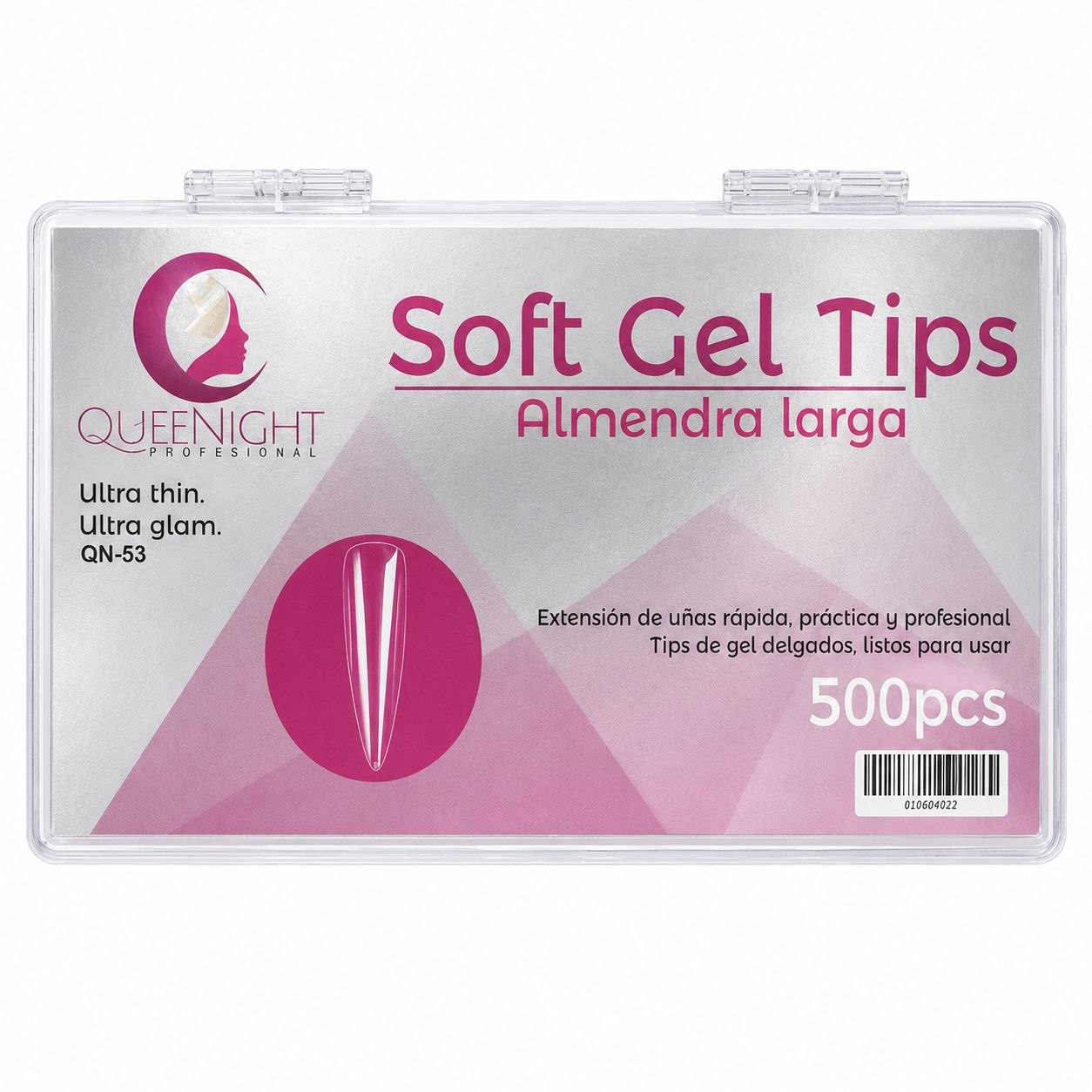 TIPS DE GEL SUAVE ALMENDRADOS LARGOS TRANSPARENTES QUEENIGHT 500PCS