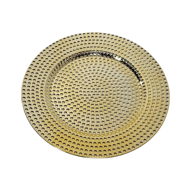 PLATO DE CARGA DECORATIVO NAVIDEÑO DORADO DECORE 32X32CM
