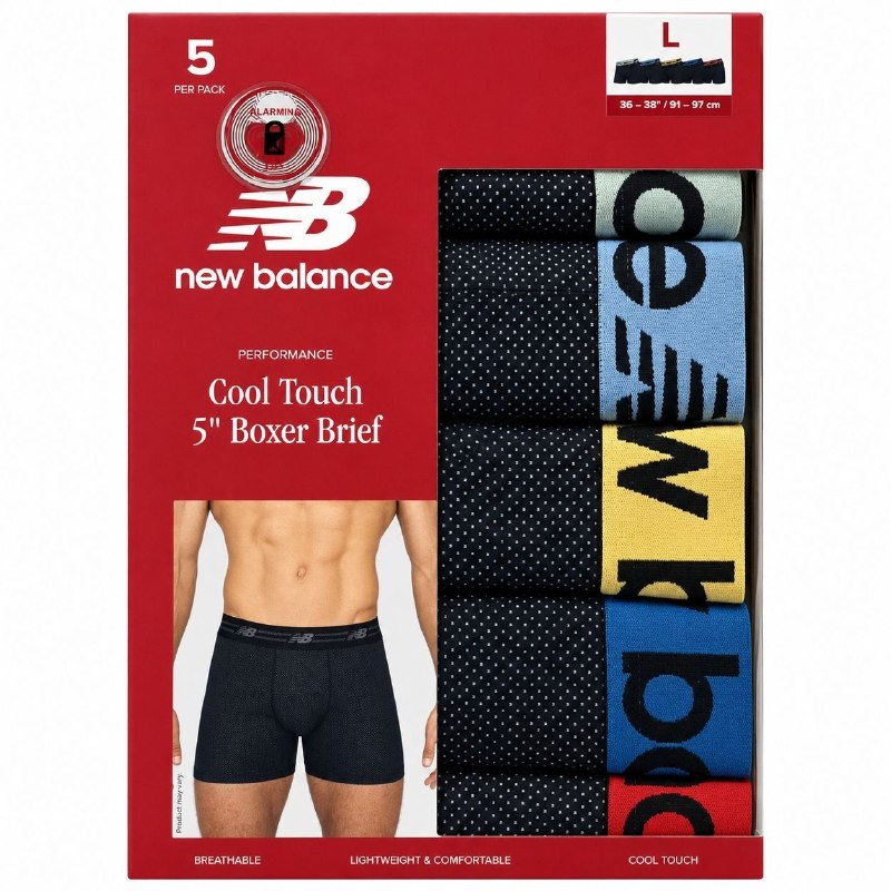 ROPA INTERIOR PARA CABALLERO NEW BALANCE BOXER BRIEF 5 UNIDADES