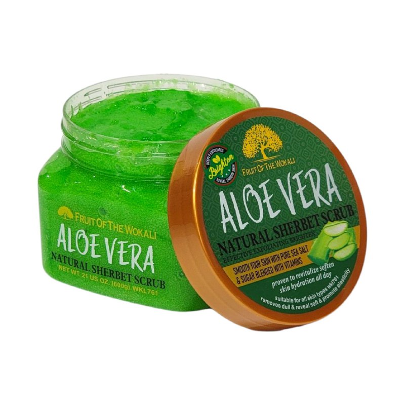 EXFOLIANTE CORPORAL ILUMINADOR Y SUAVIZANTE CON ALOE VERA FRUIT OF THE WOKALI 600G