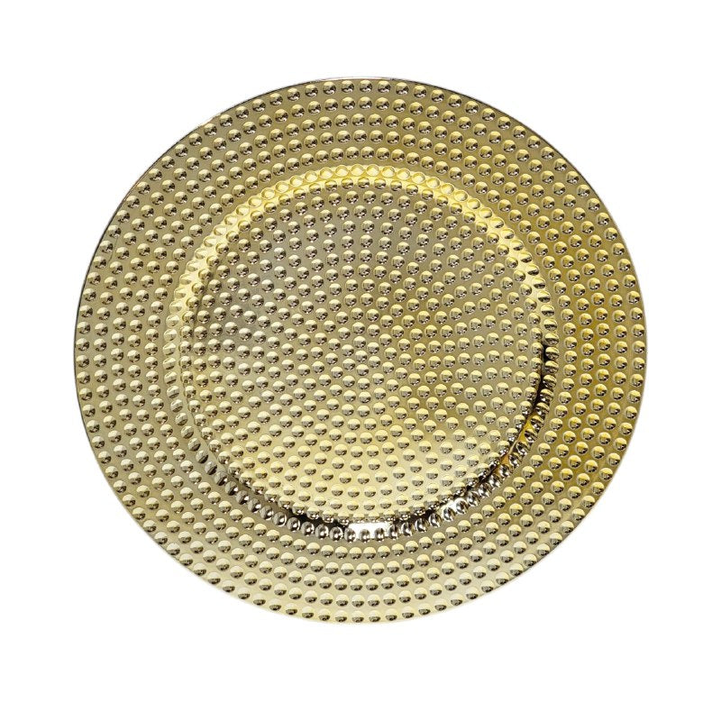 PLATO DE CARGA DECORATIVO NAVIDEÑO DORADO DECORE 32X32CM