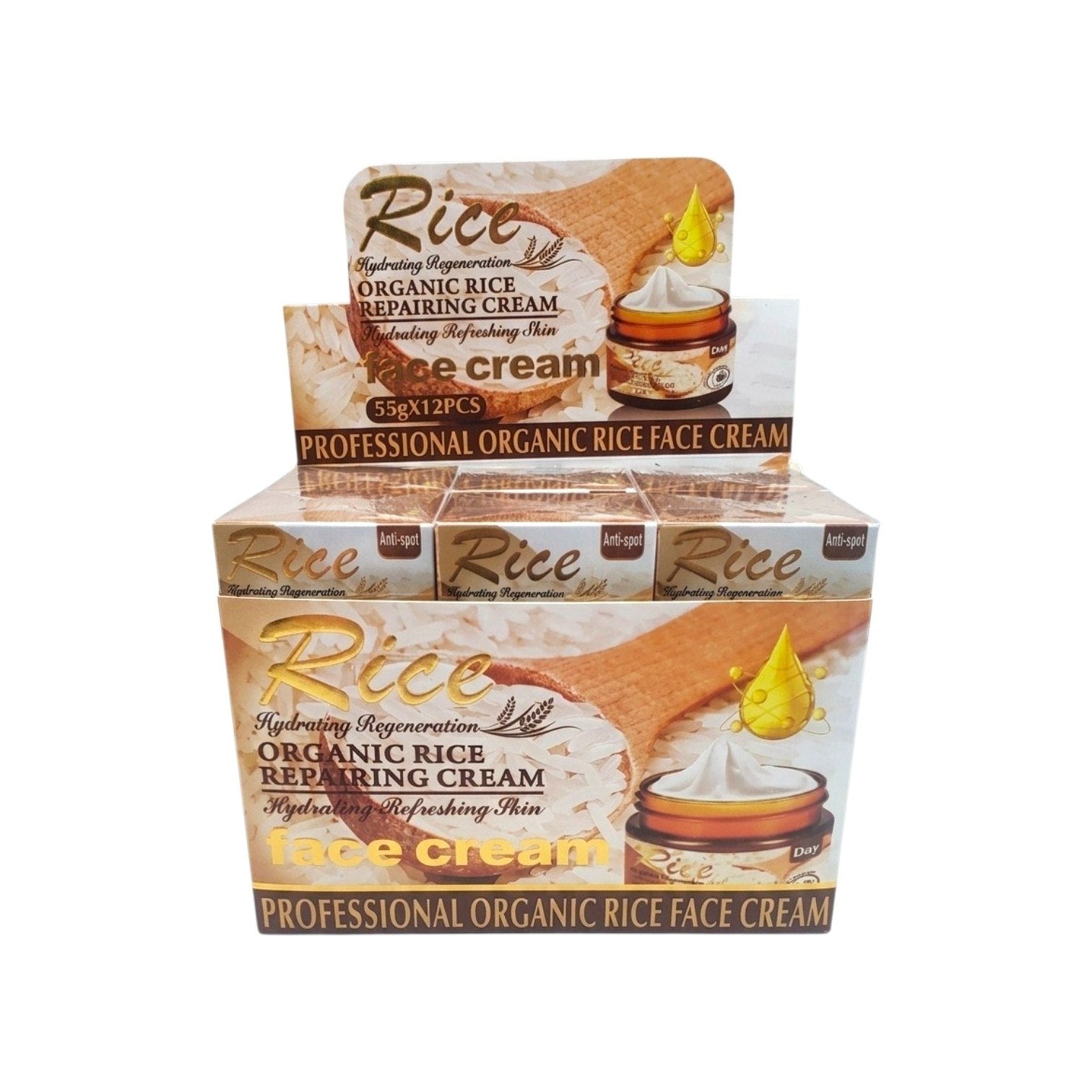 CREMA FACIAL DE ARROZ, ANTIMANCHAS, ELIMINA EL ACNE Y BLANQUEA LAS PECAS A CORTO PLAZO RICE ANTI SPOT 55G