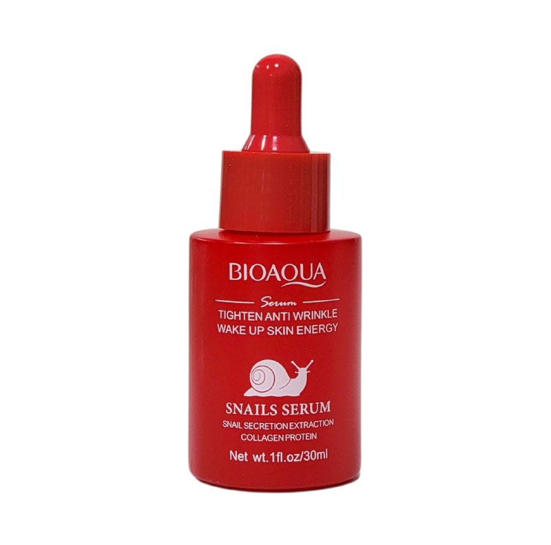 SUERO FACIAL HIDRATANTE DE CARACOL Y COLAGENO ANTIARRUGAS 30ML, NUTRE E HIDRATA PROFUNDAMENTE LA PIEL, DEJANDO UNA TEXTURA MAS SUAVE, TERSA Y ELASTICA BIOAQUA