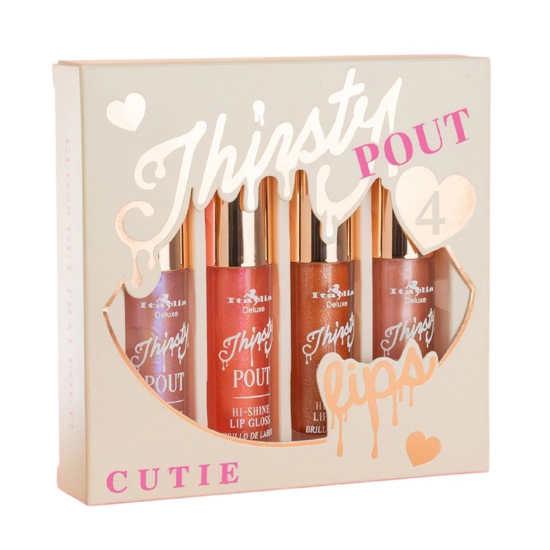 BRILLO LABIAL 4 TONOS ITALIA DELUXE THIRSTY POUT CUTIE 16 ICE QUEEN,15 PRINCESS,09 GOLDEN HOUR,02 PIXIE 4GX4