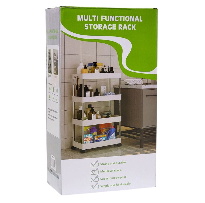 ORGANIZADOR CARRITO DE ALMACENAMIENTO MULTIFUNCIONAL DE 4 NIVELES CON RUEDAS BLOQUEABLES, ORGANIZADOR DE COCINA MULTI FUNCTIONAL STORAGE RACK, 2 COLORES 105X40X22CM