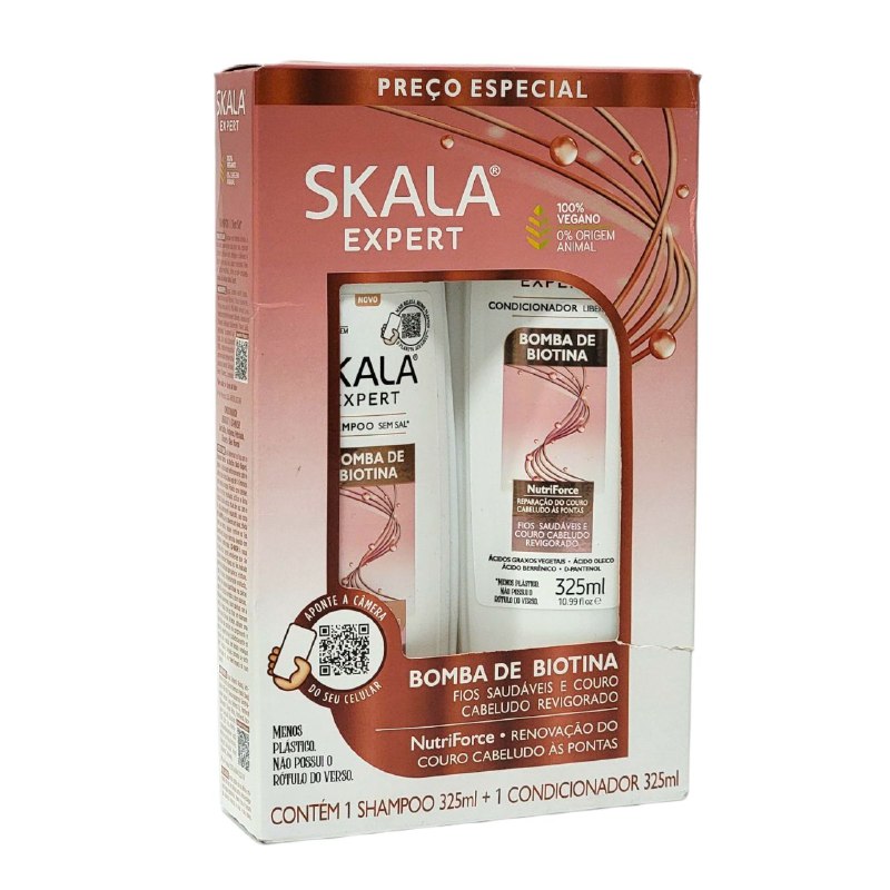 SET DE SHAMPOO Y ACONDICIONADOR DE BIOTINA CABELLO SALUDABLE RENOVADO SKALA 325MLX2