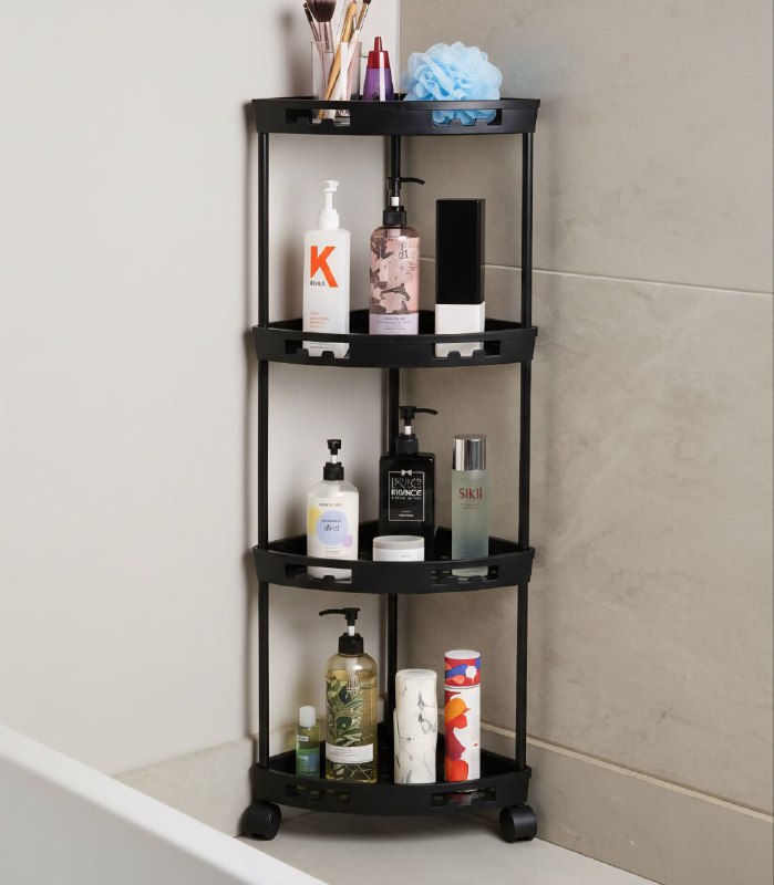 ORGANIZADOR ESQUINERO MULTIFUNCIONAL PARA BAÑO DE 4 NIVELES DE PLASTICO 95X34X24CM
