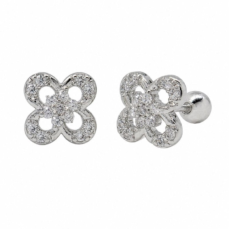ARITOS DE ENCHAPE PARA DAMA CON DISEÑO FLOR 2CM