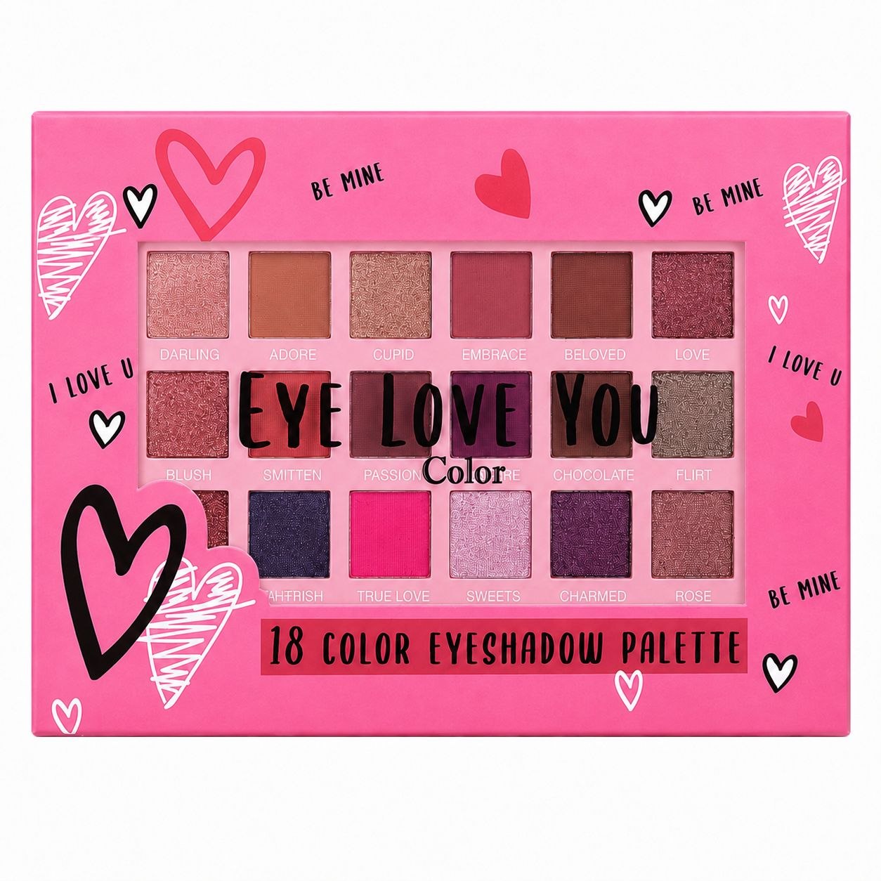 PALETA DE SOMBRAS PARA OJOS DE 18 COLORES EYE LOVE YOU CC COLOR COSMETICS 12.6G