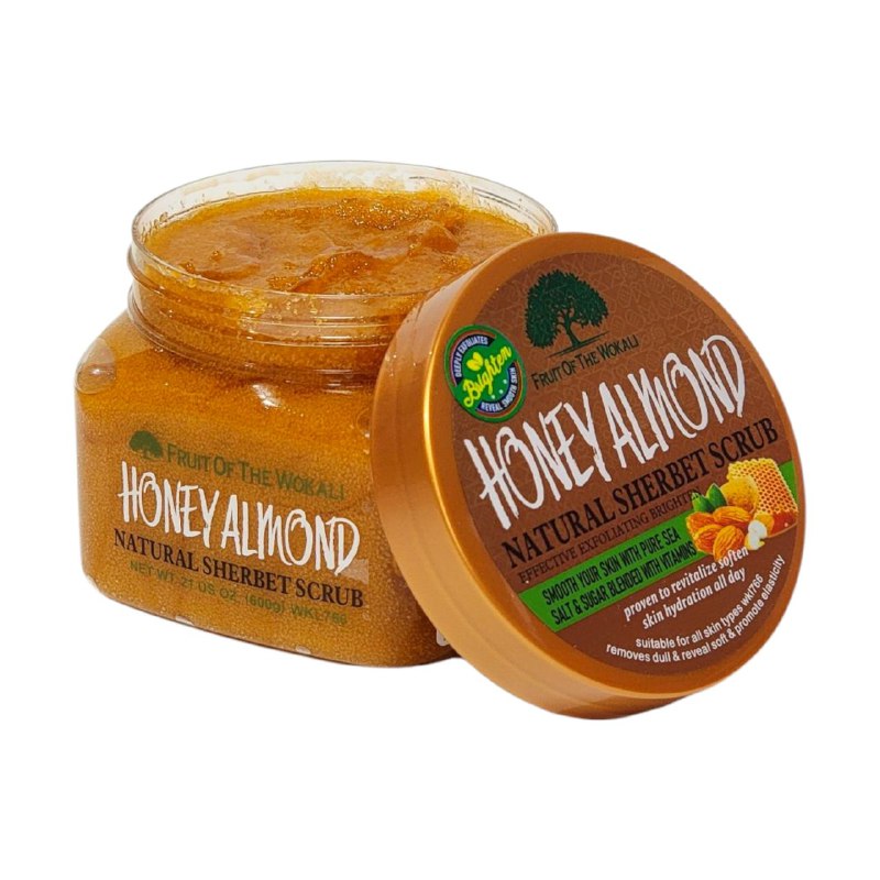 EXFOLIANTE CORPORAL NUTRITIVO Y SUAVIZANTE CON EXTRACTO DE MIEL Y ACEITE DE ALMENDRAS FRUIT OF THE WOKALI 600G