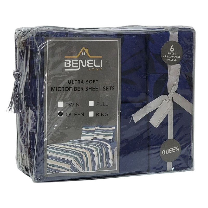 JUEGO DE SABANAS CAMERA DE 6 PIEZAS QUEEN BENELI HOME, 10 ESTILOS