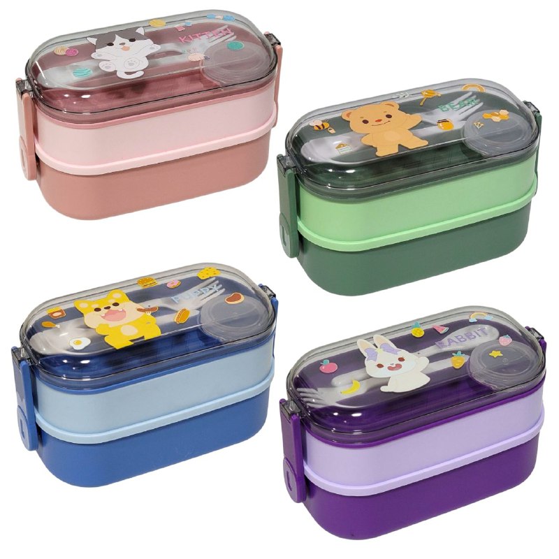 LONCHERA EN KIT CON SEPARADOR , CUBIERTOS Y PAILA PARA SALSA 4 COLORES
