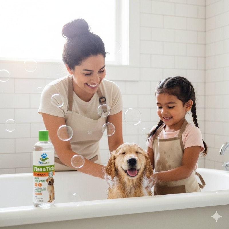 SHAMPOO PARA PERROS REPELENTE DE PULGAS Y GARRAPATAS AROMA A MENTA PETCARE 414ML