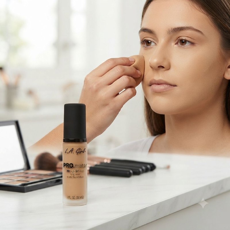 BASE MAQUILLAJE LIQUIDA MATE LARGA DURACION TONO GLM674 NATURAL PRO.MATTE HD L.A. GIRL 30ML