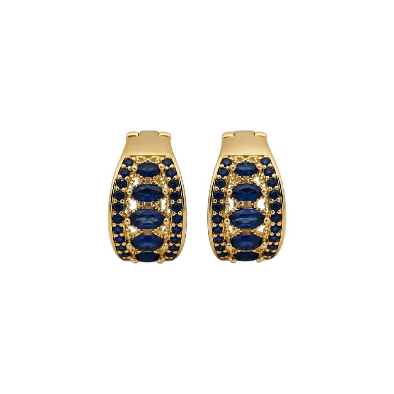 ARGOLLA DE ENCHAPE PARA DAMA DISEÑO CON PIEDRAS AZULES 2CM