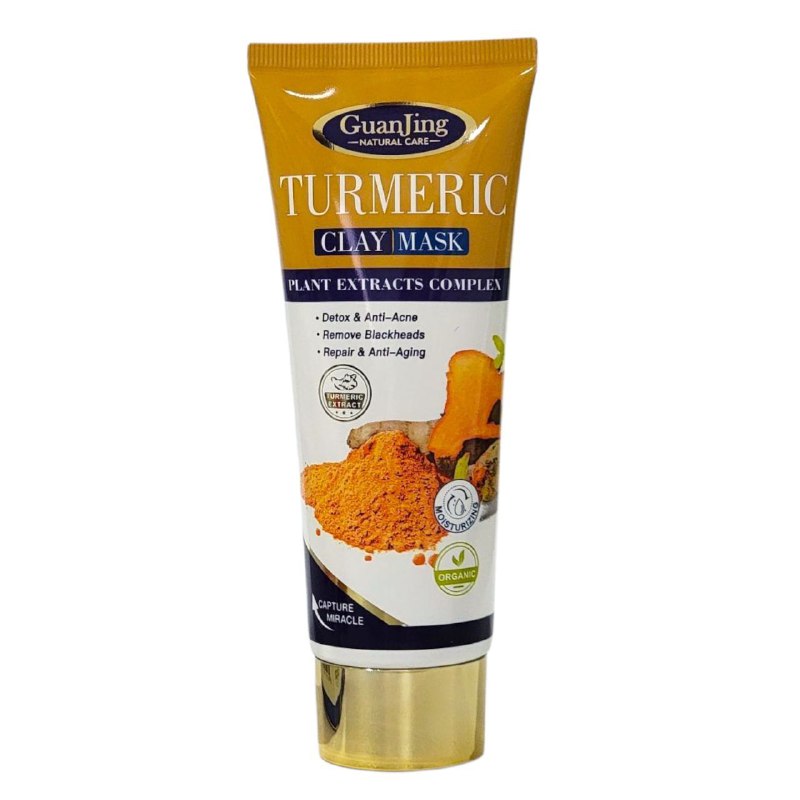 MASCARILLA FACIAL DE ARCILLA CURCUMA, PURIFICA LOS POROS, ELIMINA LA SUCIEDAD Y EL EXCESO DE GRASA EN PROFUNDIDAD, HIDRATA Y BLANQUEA LA PIEL GUANJING TURMERIC CLAY MASK 120G