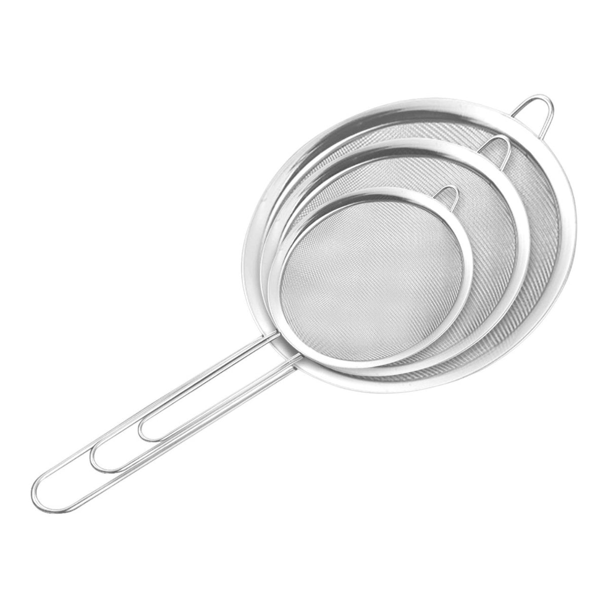 SET DE COLADORES DE COCINA DE MALLA FINA DE ACERO INOXIDABLE 3PCS