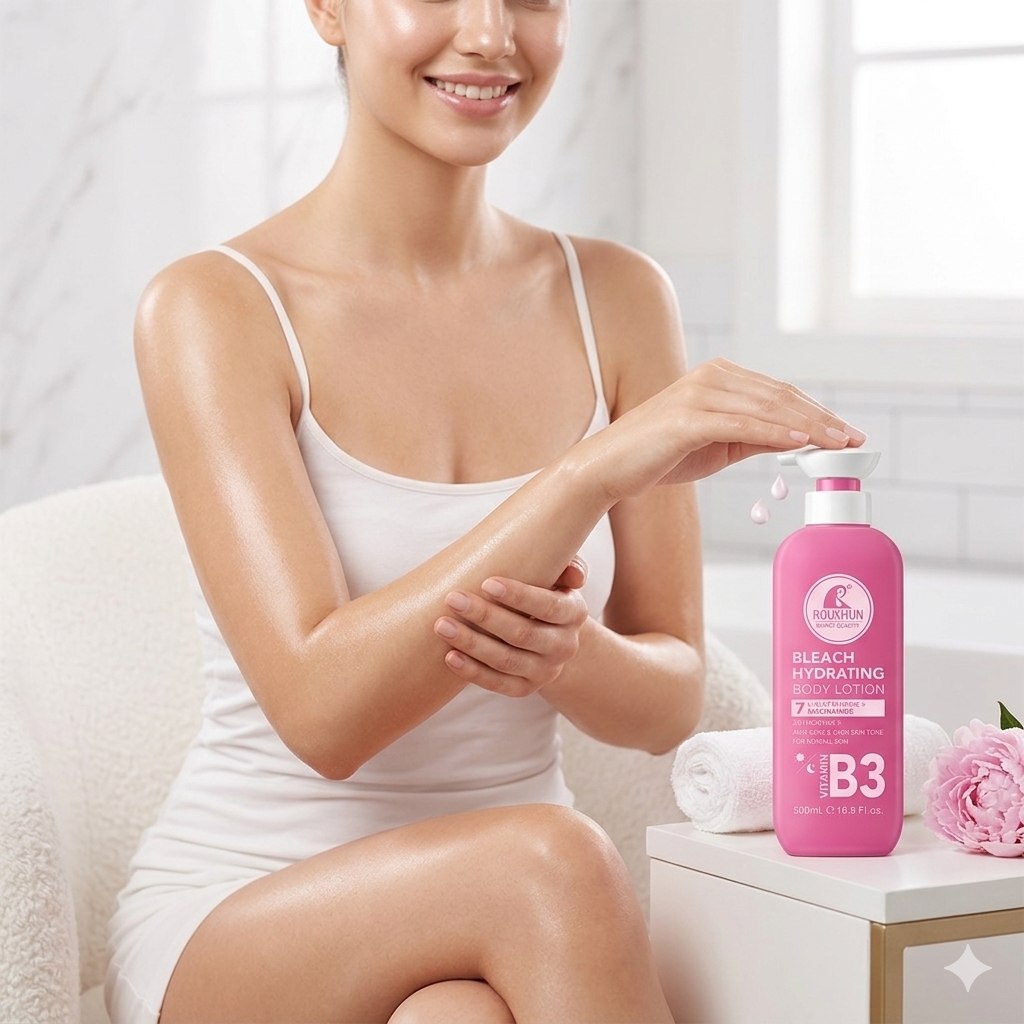 CREMA CORPORAL HIDRATANTE ANTIOXIDANTE Y UNIFICADORA CON GLUTATION Y NIACINAMIDA ROUSHUN 500ML