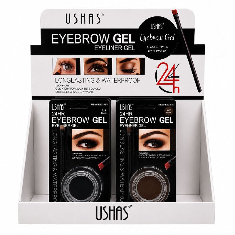 GEL PARA CEJAS Y DELINEADOR DE OJOS 2 EN 1 DE LARGA DURACION USHAS 4.8G