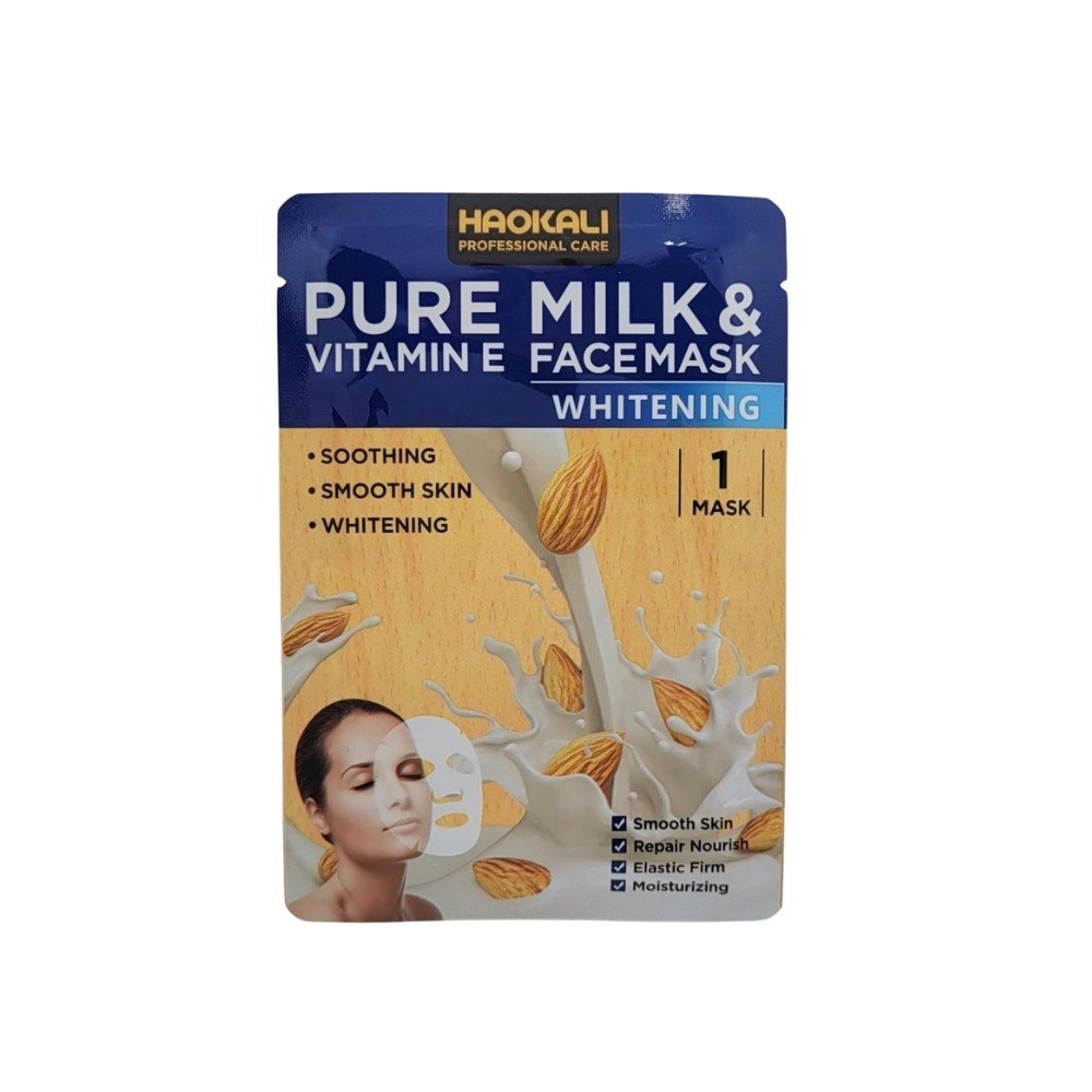 MASCARILLA FACIAL BLANQUEADORA DE LECHE PURA Y VITAMINA E SUAVIZANTE HAOKALI 30ML