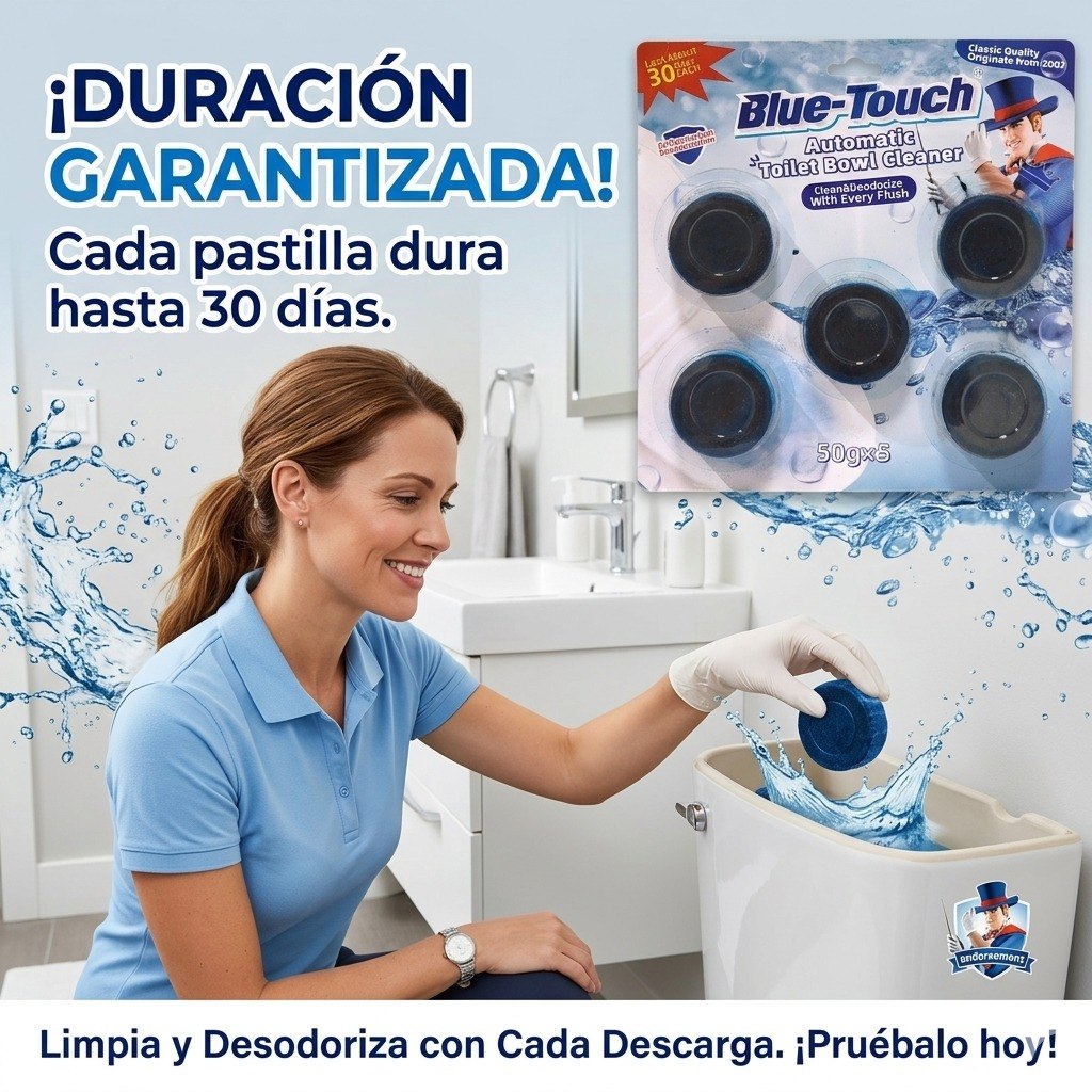 LIMPIADOR AUTOMATICO DE INODOROS EFECTO AZUL 5UND BLUE-TOUCH 5X50G