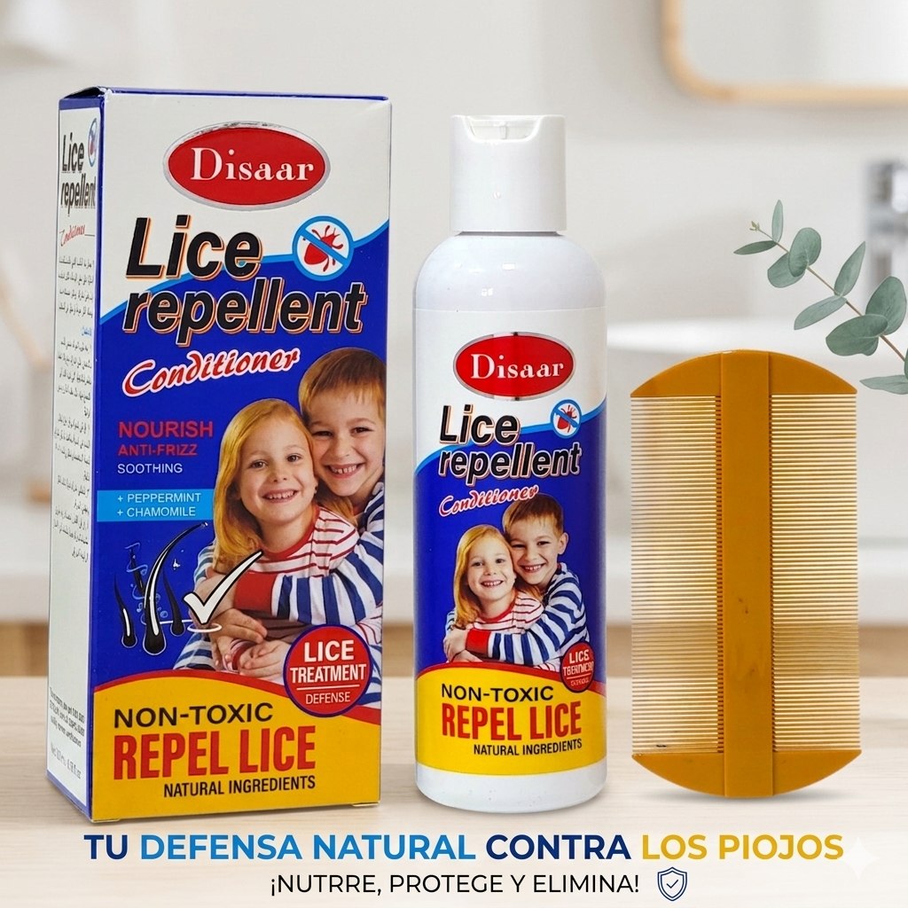 ACONDICIONADOR REPELENTE Y TRATAMIENTO CONTRA PIOJOS CON MENTA Y MANZANILLA DISAAR 200ML