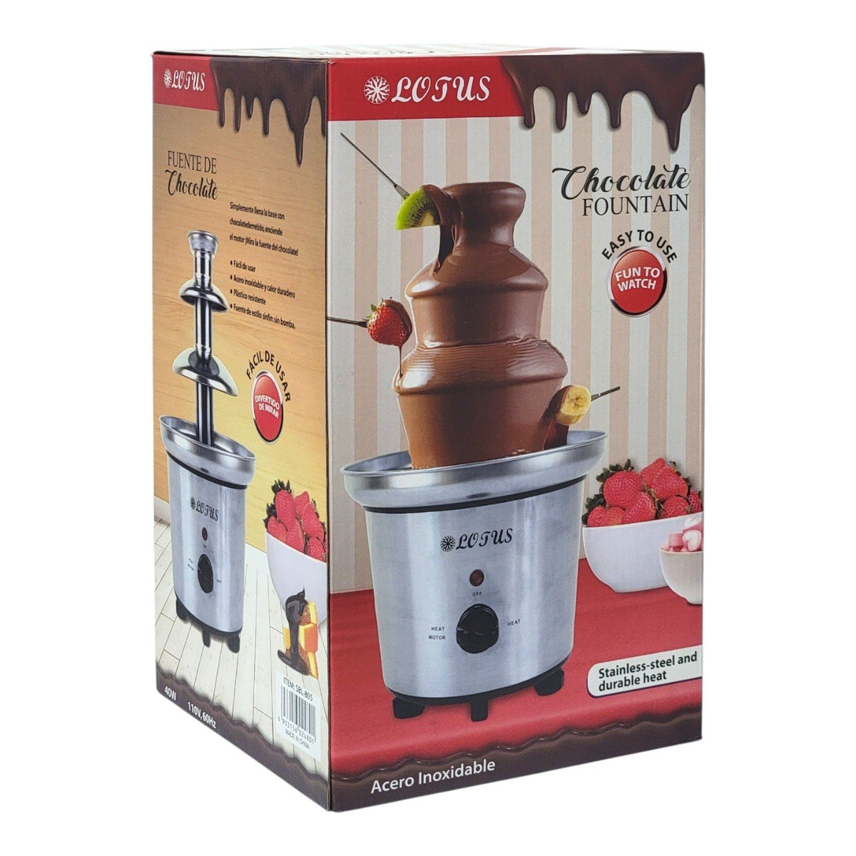 FUENTE DE CHOCOLATE FONDUE ELECTRICA LOTUS SIN BOMBA 34X20CM