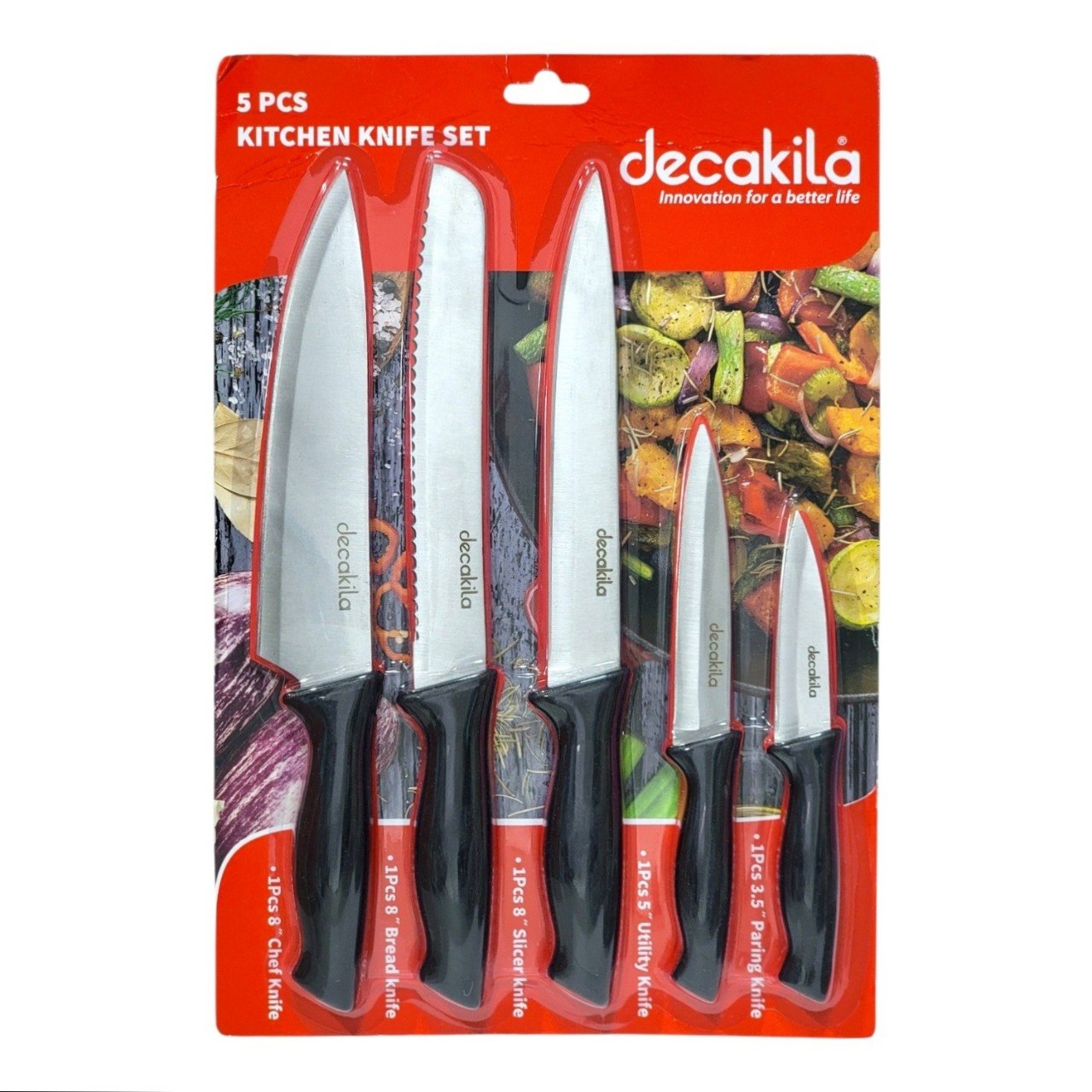 JUEGO DE CUCHILLOS DE ACERO INOXIDABLE 5PCS DECAKILA