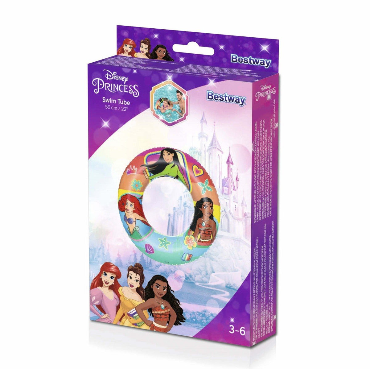 FLOTADOR INFLABLE TIPO SALVAVIDAS DE PLASTICO INFANTIL DE PRINCESAS DISNEY BESTWAY 56CM