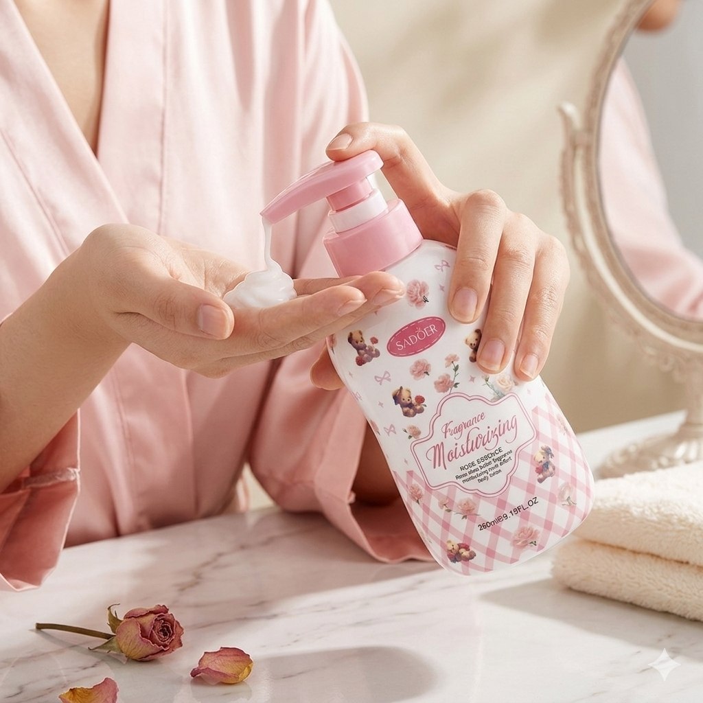 CREMA CORPORAL NUTRITIVA E HIDRATANTE PARA PIEL DELICADA CON ESENCIA DE ROSAS SADOER 260ML