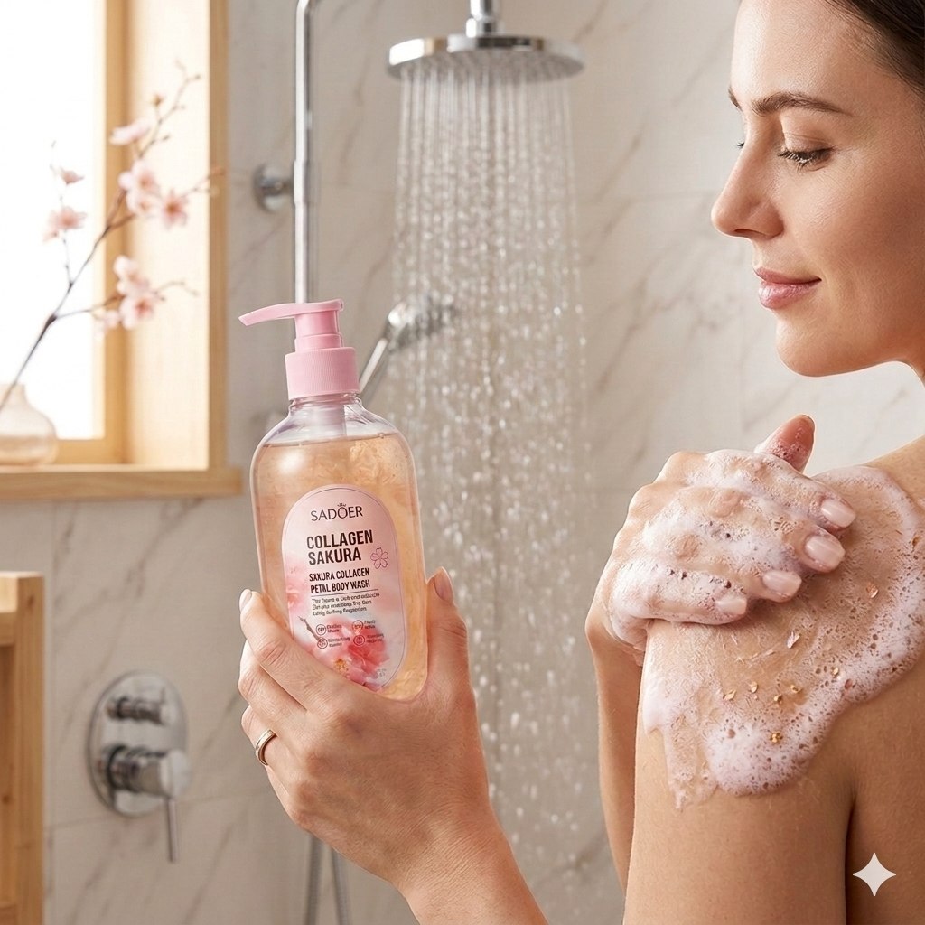 GEL DE DUCHA HIDRATANTE AROMATIC CON ESENCIA DE FLOR DE CEREZO Y COLAGENO SADOER 500ML