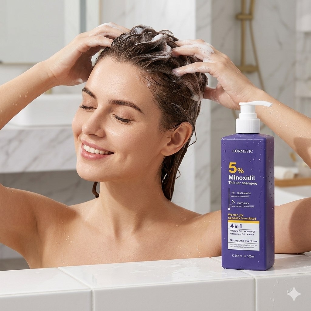 SHAMPOO ANTICAIDA FORTALECEDOR CON 5% MINOXIDIL KORMESIC 300ML