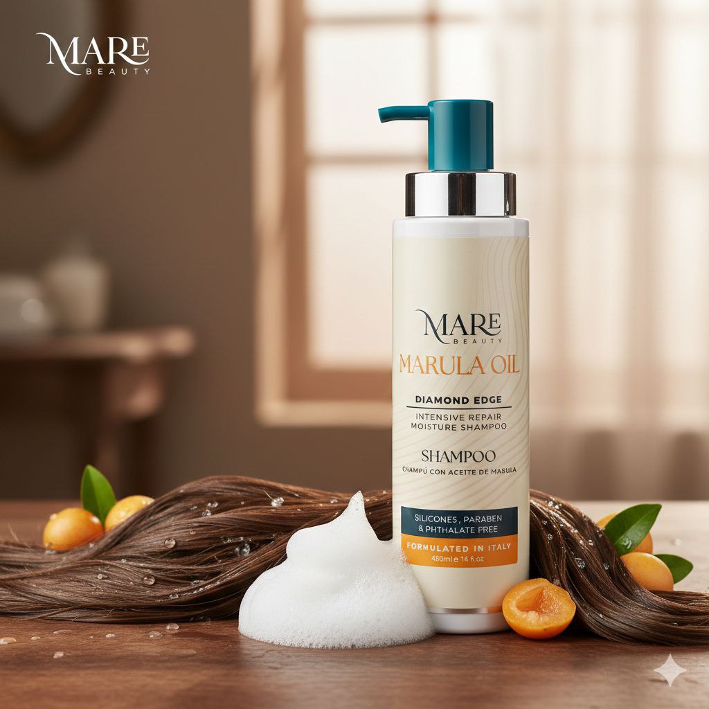 SHAMPOO HIDRATANTE DE REPARACIÓN INTENSIVA CON ACEITE DE MARULA MARE BEAUTY 400ML