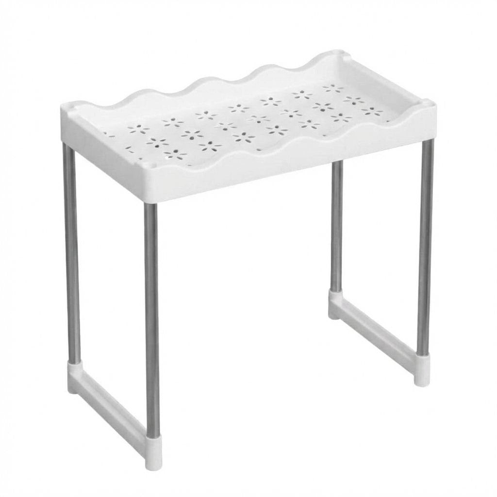 ESTANTE ORGANIZADOR DE COCINA DE 1 NIVEL MULTIFUNCIONAL DE PLASTICO Y SOPORTE DE METAL 31X50.5X24.5X36.5CM