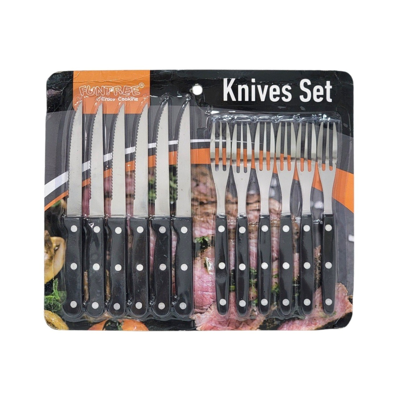 JUEGO DE CUCHILLOS Y CUBIERTOS PARA ASADO 12PCS FUNTREE