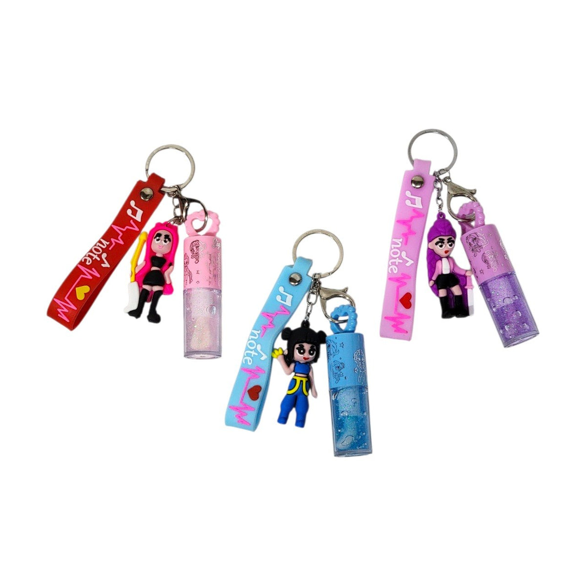 BRILLO LABIAL CON LLAVERO CON DISEÑO DE GUERREAS K-POP SIYIPING