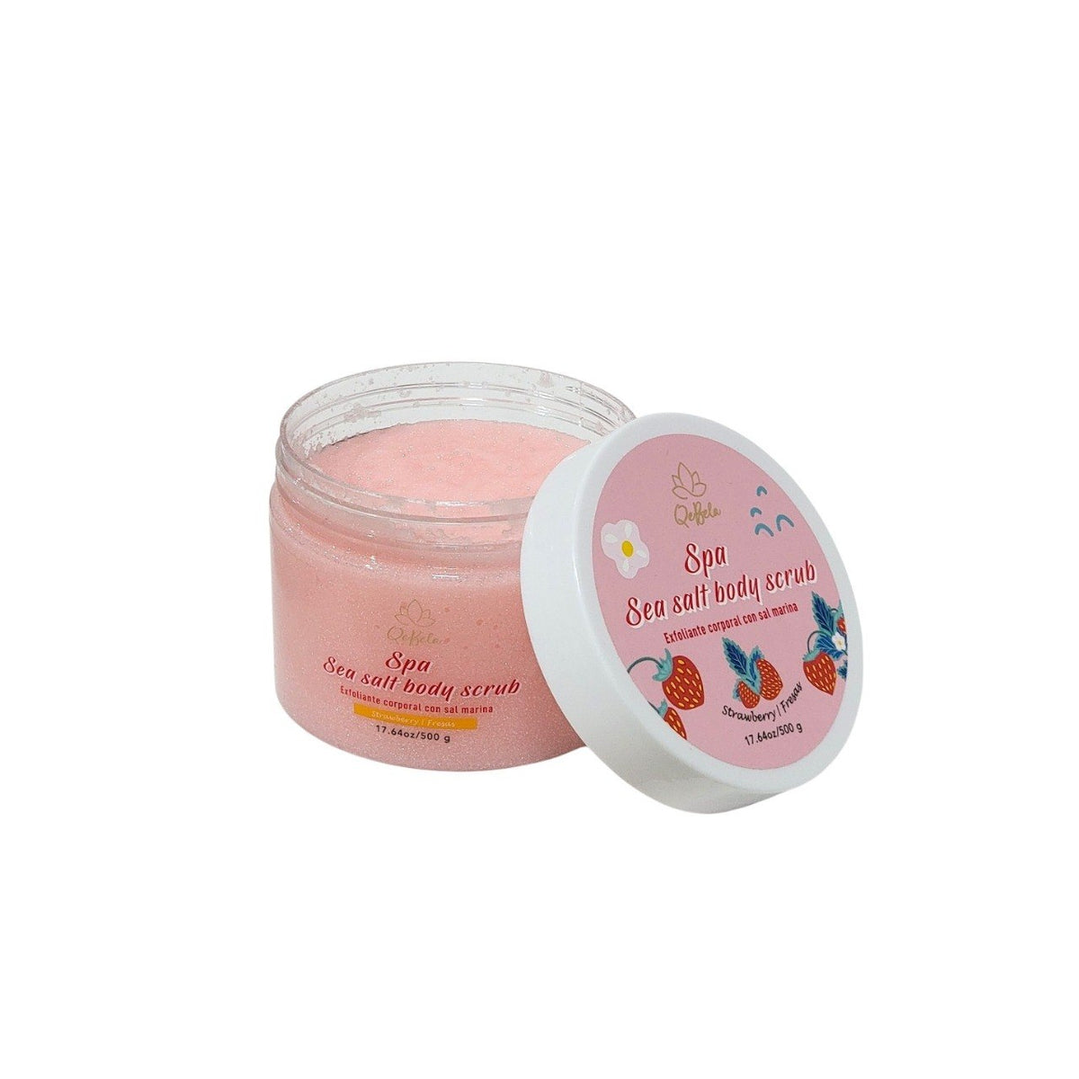 EXFOLIANTE CORPORAL DE SAL MARINA CON ESENCIA DE FRESA QEBELA 500G