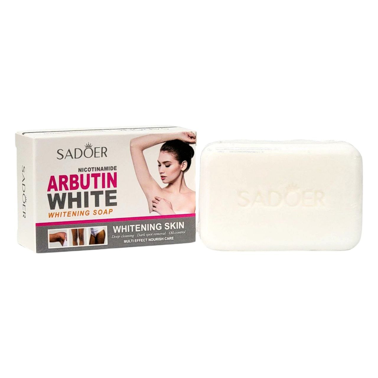 JABON CORPORAL Y FACIAL EN BARRA BLANQUEADOR CON NICOTINAMIDA Y ARBUTINA SADOER 100G