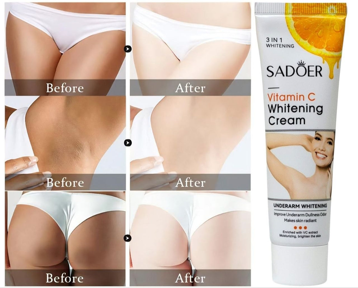 CREMA ACLARANTE 3 EN 1 PARA AXILAS Y CUERPO DE VITAMINA C SADOER 50G