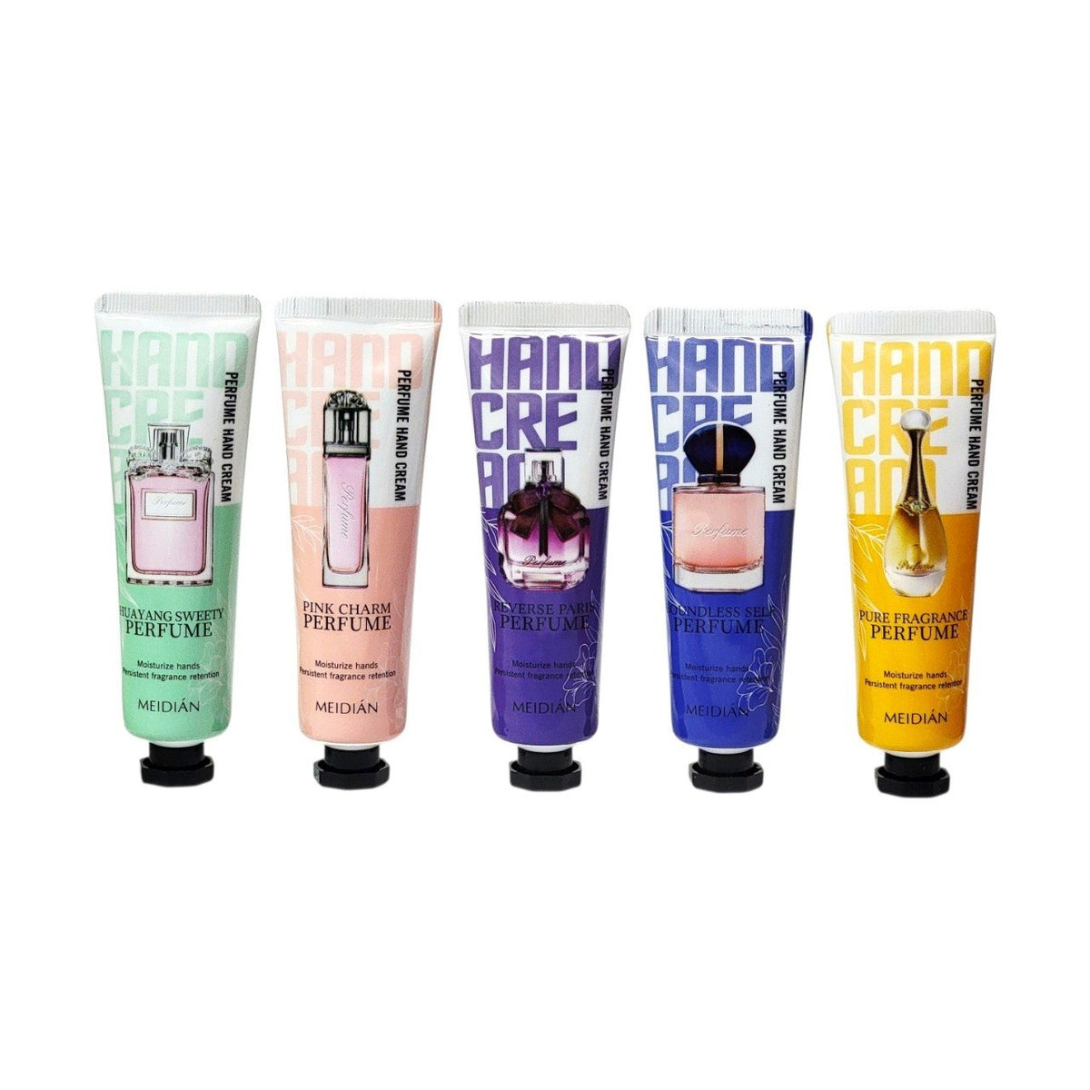 SET DE CREMAS PARA MANOS CON AROMAS DE DISEÑADOR 5PCS MEIDIAN