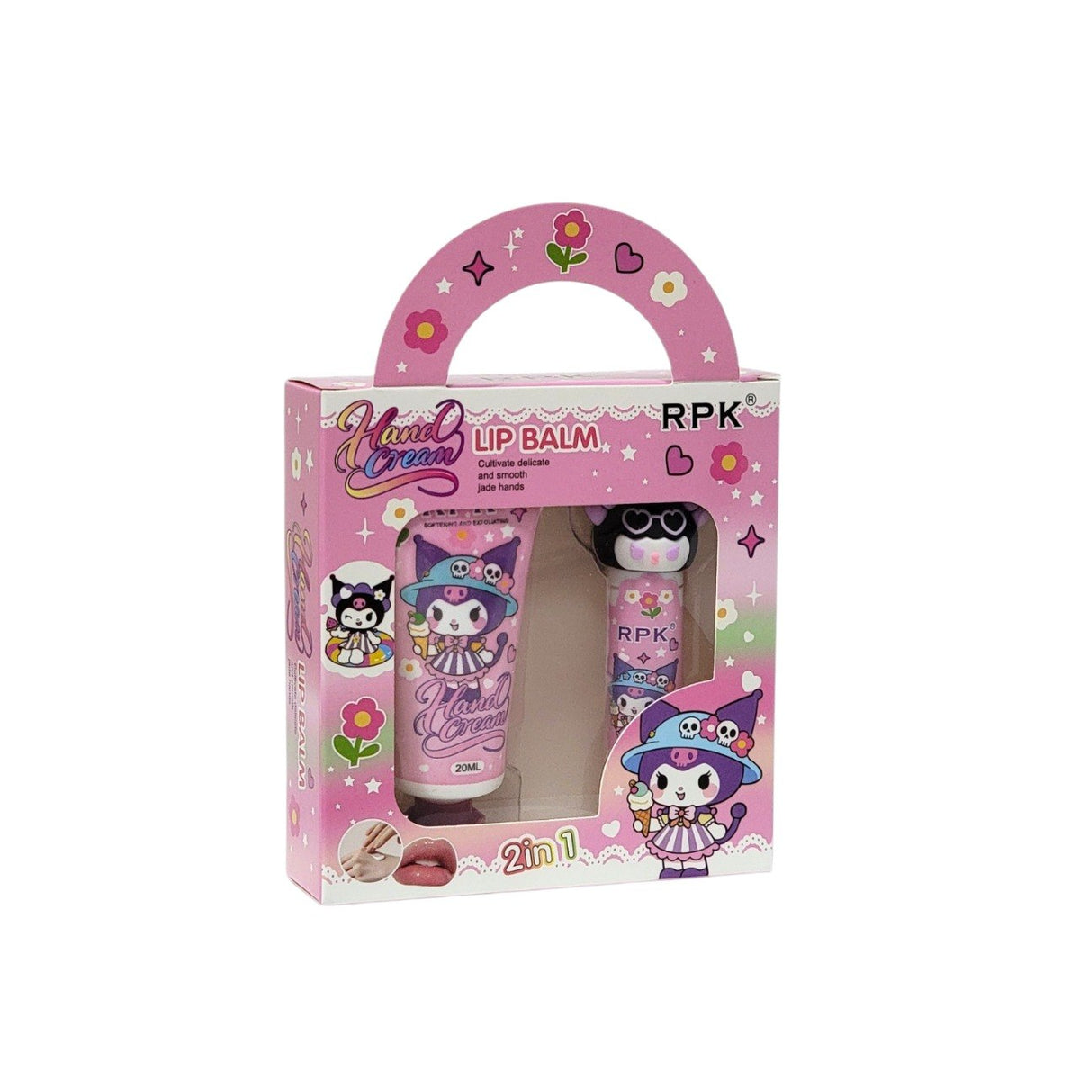 SET DE CREMA PARA MANOS Y BALSAMO LABIAL CON DISEÑO DE KUROMI RPK 20ML