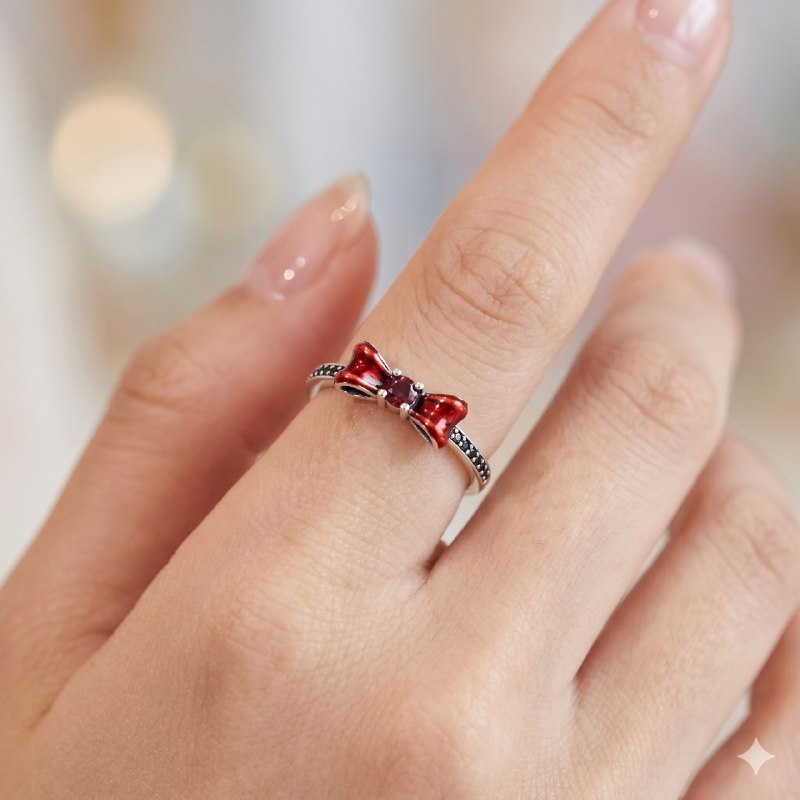 ANILLO PANDORA EN FORMA DE MOÑO DE PLATA 9.25 PESO: 3G