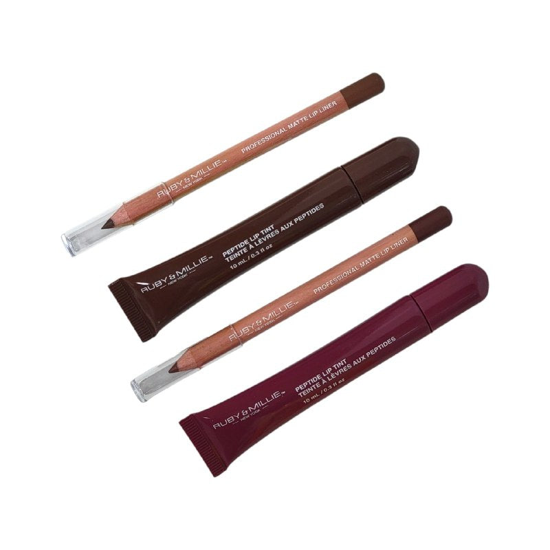 SET DE BRILLO LABIOS Y DELINEADORES DE LABIOS CON ACABADO MATE 4PCS RUBY & MILLIE (DUPE DE RHODE)