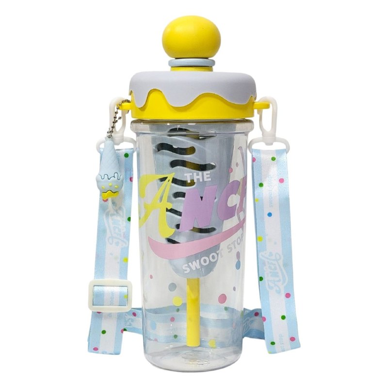 BOTELLA PARA AGUA CON DISEÑO DIVERTIDO DE HELADO CON CORREA