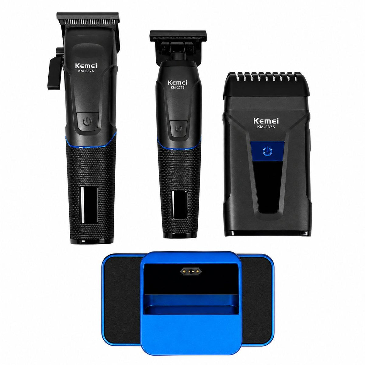 KIT PROFESIONAL 3 EN 1 PARA HOMBRES AFEITADORA PARA CABEZA, AFEITADORA PARA BARBA Y AFEITADORA PARA CUERPO ROTATIVO KEMEI 19CM, 16CM, 13CM