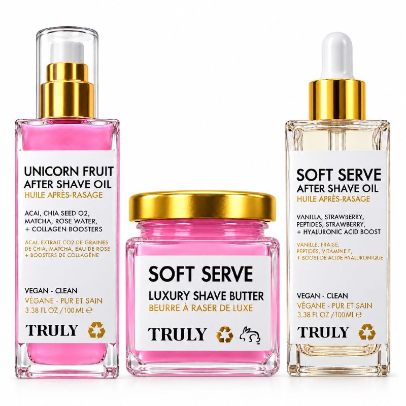 SET DE CUIDADO CORPORAL PARA DESPUES DE AFITAR HIDRATANTE Y SUAVIZANTE SOFT SERVE TRULY 3PCS