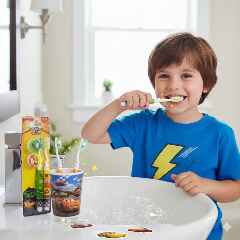 SET DE CEPILLO DE DIENTES PARA NIÑOS DE CARS 2UND