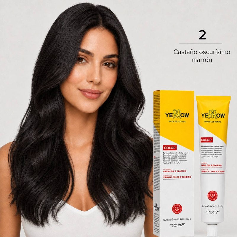 TINTE PERMANENTE PARA EL CABELLO CON ACEITE DE ARGAN Y ALOETRIX TONO 2 CASTAÑO OSCURISIMO MARRON ALFAPARF 100ML