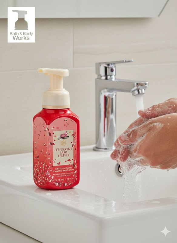 BATH & BODY WORKS JABON DE MANOS SUAVE Y LIMPIO PEPPERMINT BARK TRUFFLE 259ML