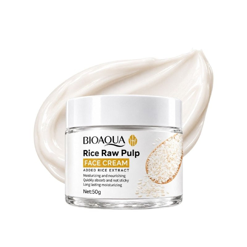 CREMA FACIAL HIDRATANTE Y NUTRITIVA DE PULPA CRUDA DE ARROZ BIOAQUA 50G